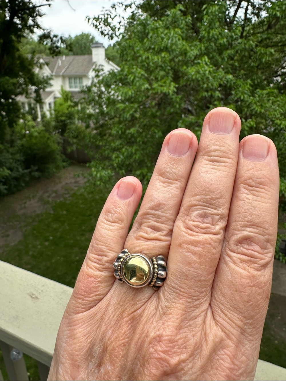 LAGOS Caviar Sterling Silver 18K Gold Dome Ring Size 8 - Picture 5 of 5